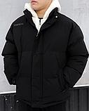 Куртка однотон тедди мех чер бел 9009-1, фото 4