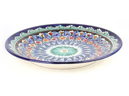 Тарелка синяя 25 см. плоская, фото 1