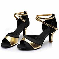 Туфли для бальных танцев черно - золотые