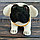 Собачка, кивающая головой (болванчик) в машину черно белая Бульдог освежитель цепочка и липучка в упаковке, фото 2