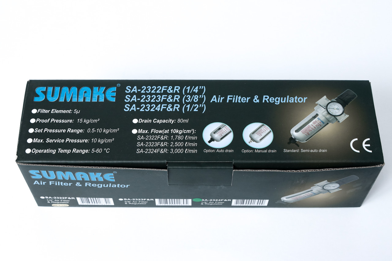Sumake Фильтр-влагоотделитель воздушный с регулятором 3/8" - фото 1 - id-p104516630