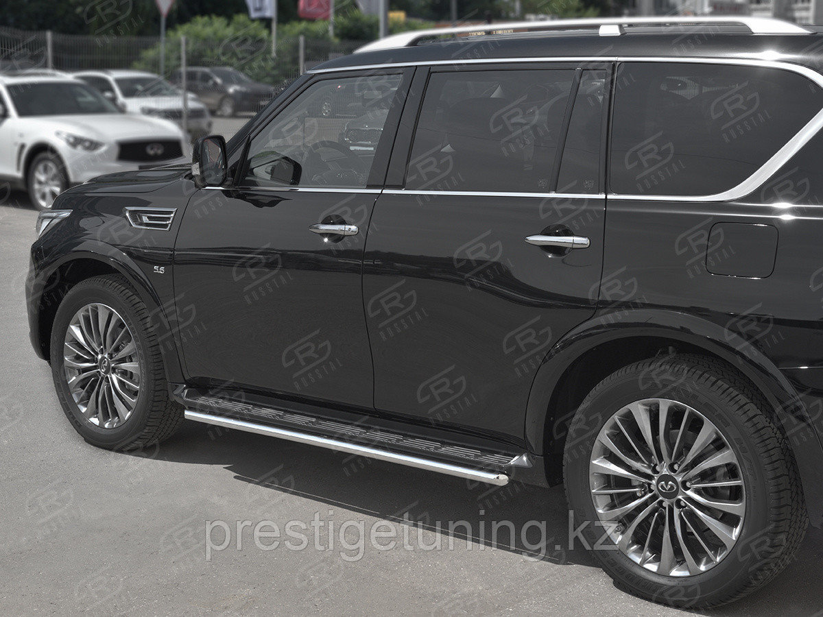 Защита порогов d42 Infiniti QX80 2018- н.в