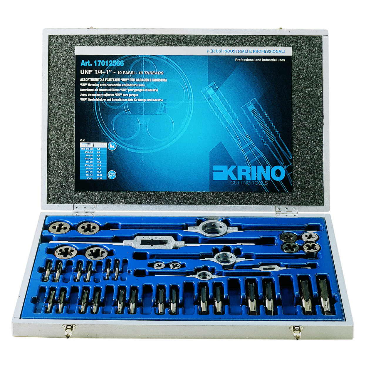 Krino Набор плашек и метчиков (дюймовый) UNF 1/4"-1", фото 1