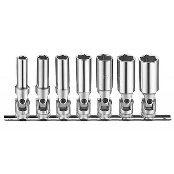 3/8" Набор 6-гран. дюймовых (длинных) головок (7пр.) на планке