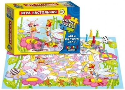 Игра настольная ПОЛЕ+ПАЗЛ Муха-Цокотуха