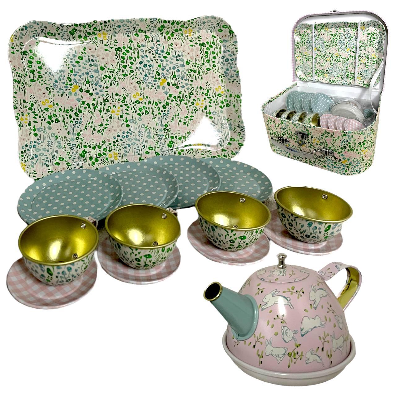966-B24 Чайный сервиз металл в подарочной чемоданчике Boutique teaset 26*19см