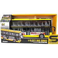 Мини трещина!!! JC 123A Автобус 2х этажный желтый 4 функции (музыка,свет) City Bus  33*17см, фото 2