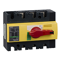 Выключатель-разъединитель 3П Compact INS160 с красной рукояткой и жёлтой передней панелью 28928
