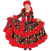 Карнавальный цыганский костюм для девочки, красный с двойной оборкой по юбке, р. 28, рост 110 см