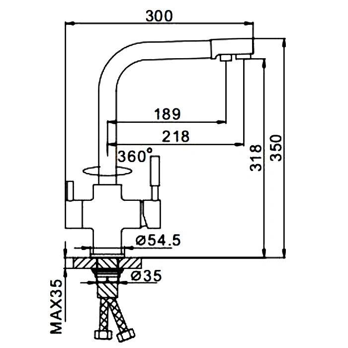 Смеситель для кухни Frap H52 F4352-5 c подключением к фильтру (сатин) - фото 10 - id-p104209371