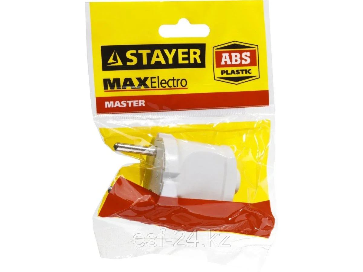 Вилка Stayer MAXElectro 6А/220В белая - фото 2 - id-p105641383