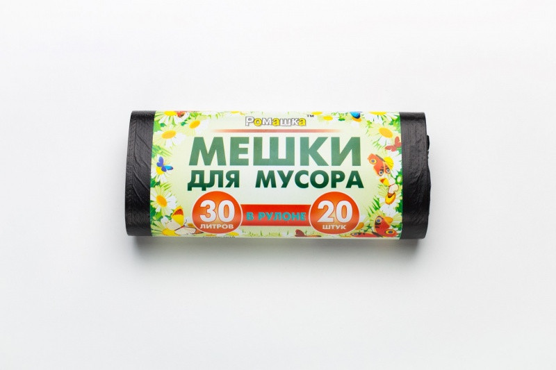 Мусорный мешок в рулоне 30 л. 20 шт. "ПРЕМИУМ" (ЧЕРНЫЙ, ПНД, БЕЗ ЗАВЯЗОК, 8 мкм) - фото 1 - id-p60735632