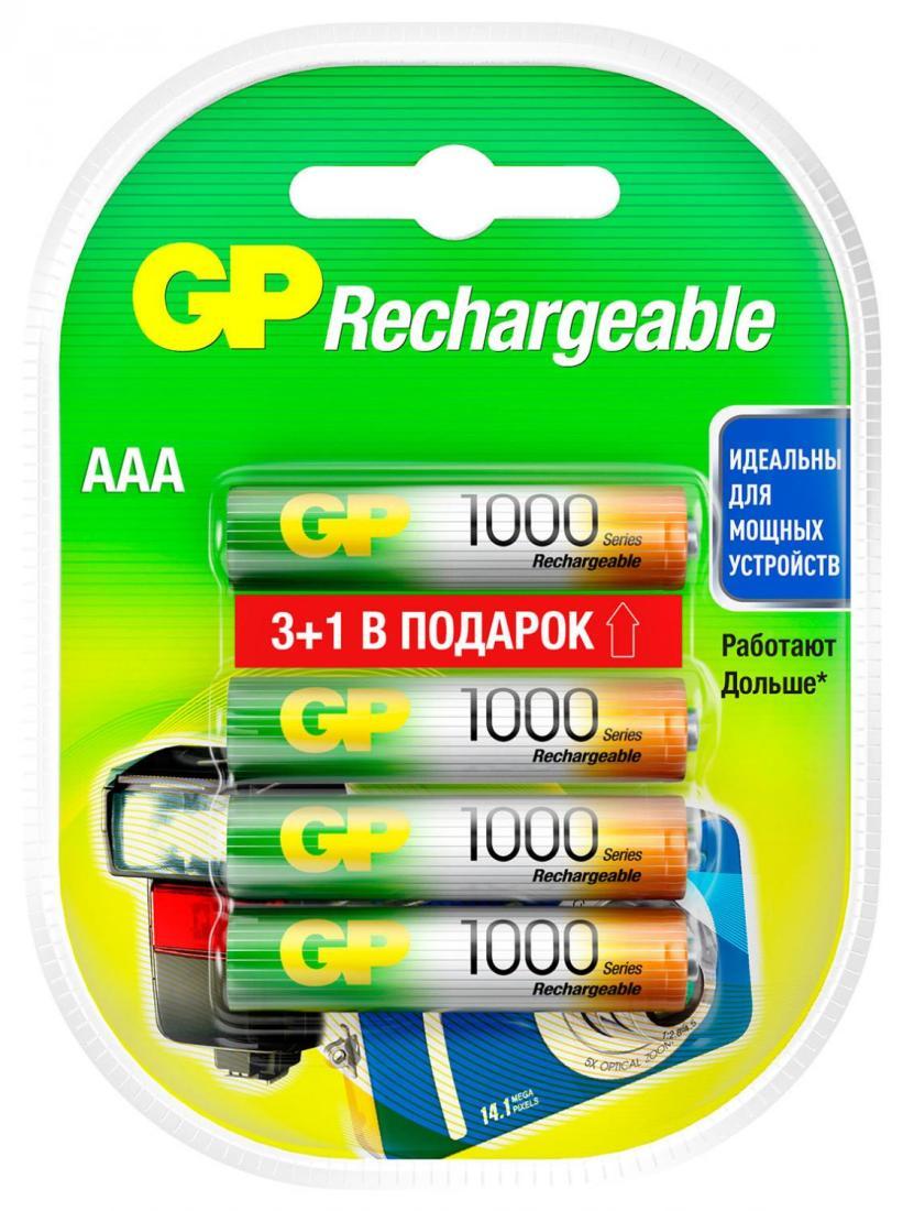 Аккумулятор GP 100AAAHC3/1 AAA NiMH 1000mAh (4шт) блистер