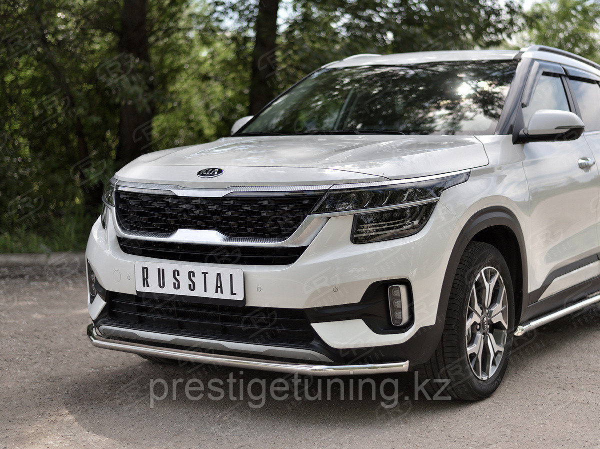 Защита переднего бампера d42 секции Kia Seltos 2019-по н.в - фото 3 - id-p105679702