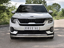 Защита переднего бампера d63 секции  Kia Seltos 2019-по н.в