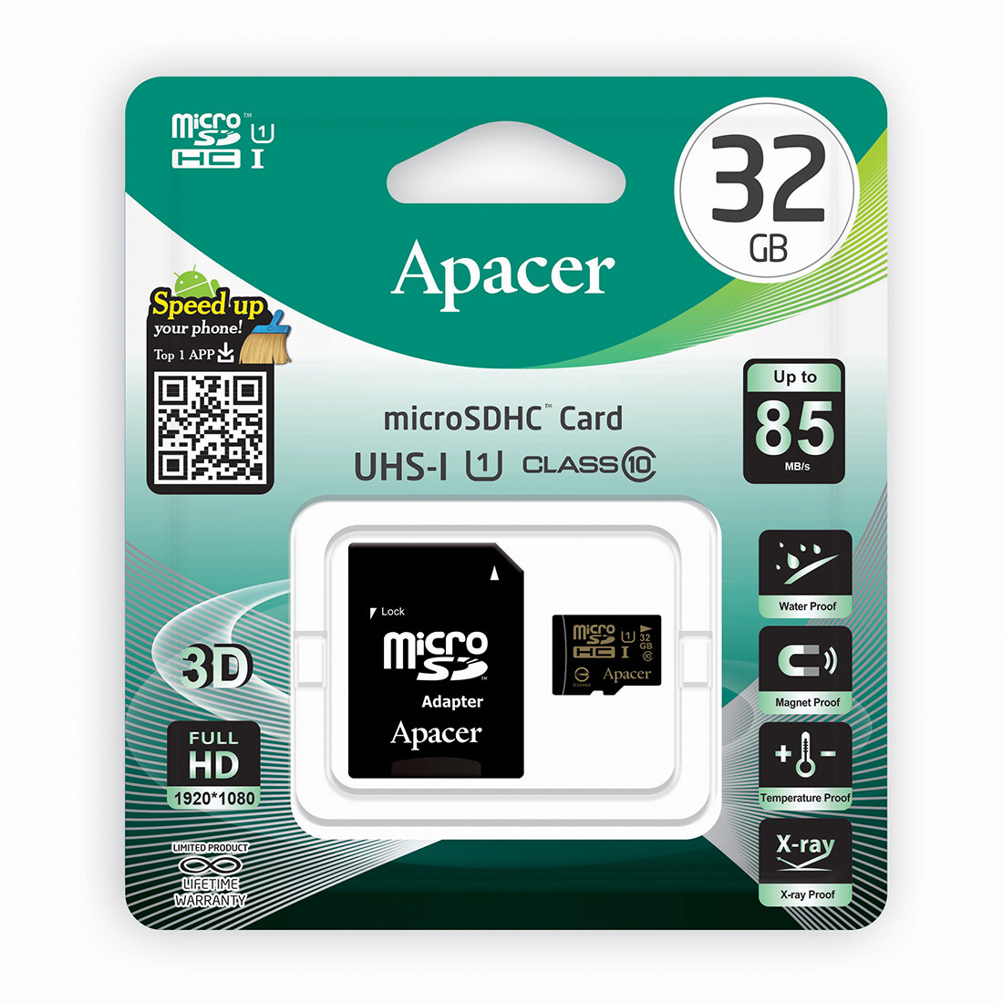 Карта памяти Apacer AP32GMCSH10U1-R 32GB + адаптер - фото 2 - id-p105682961