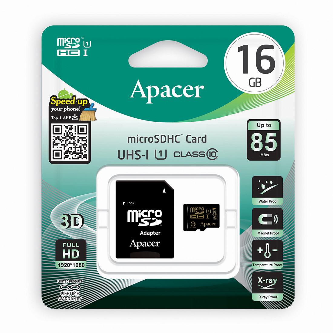 Карта памяти Apacer AP16GMCSH10U1-R 16GB + адаптер - фото 2 - id-p105682964