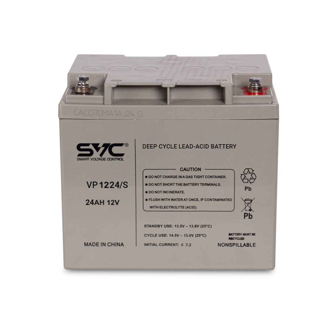 Аккумуляторная батарея SVC VP1224/S 12В 24 Ач (165*125*175) - фото 2 - id-p105684917