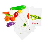 Обучающий набор по методике Г. Домана «Овощи»: 9 карточек + 9 овощей, счётный материал, фото 2