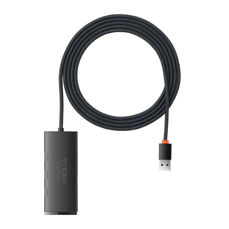Хаб USB 3.0 Baseus Lite Series WKQX030101 USB вход, 4xUSB 3.0 порта Длина кабеля: 1м, Черный
