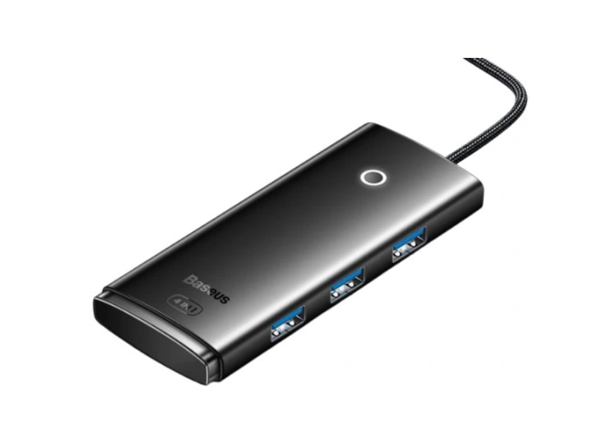 Хаб USB 3.0 Baseus Lite Series WKQX030401 Type-C вход, 4xUSB 3.0 порта Длина кабеля: 1м, Черный