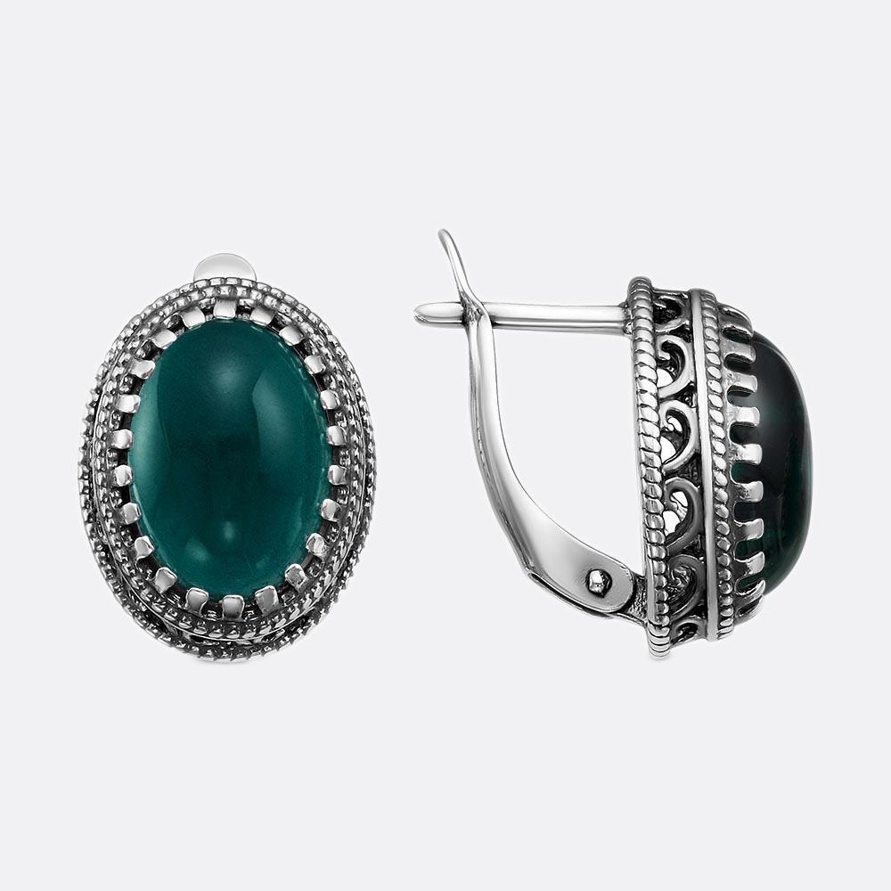 Серьги из серебра с аквамарином иск. Красная пресня 3367096-14 ,с английским замком