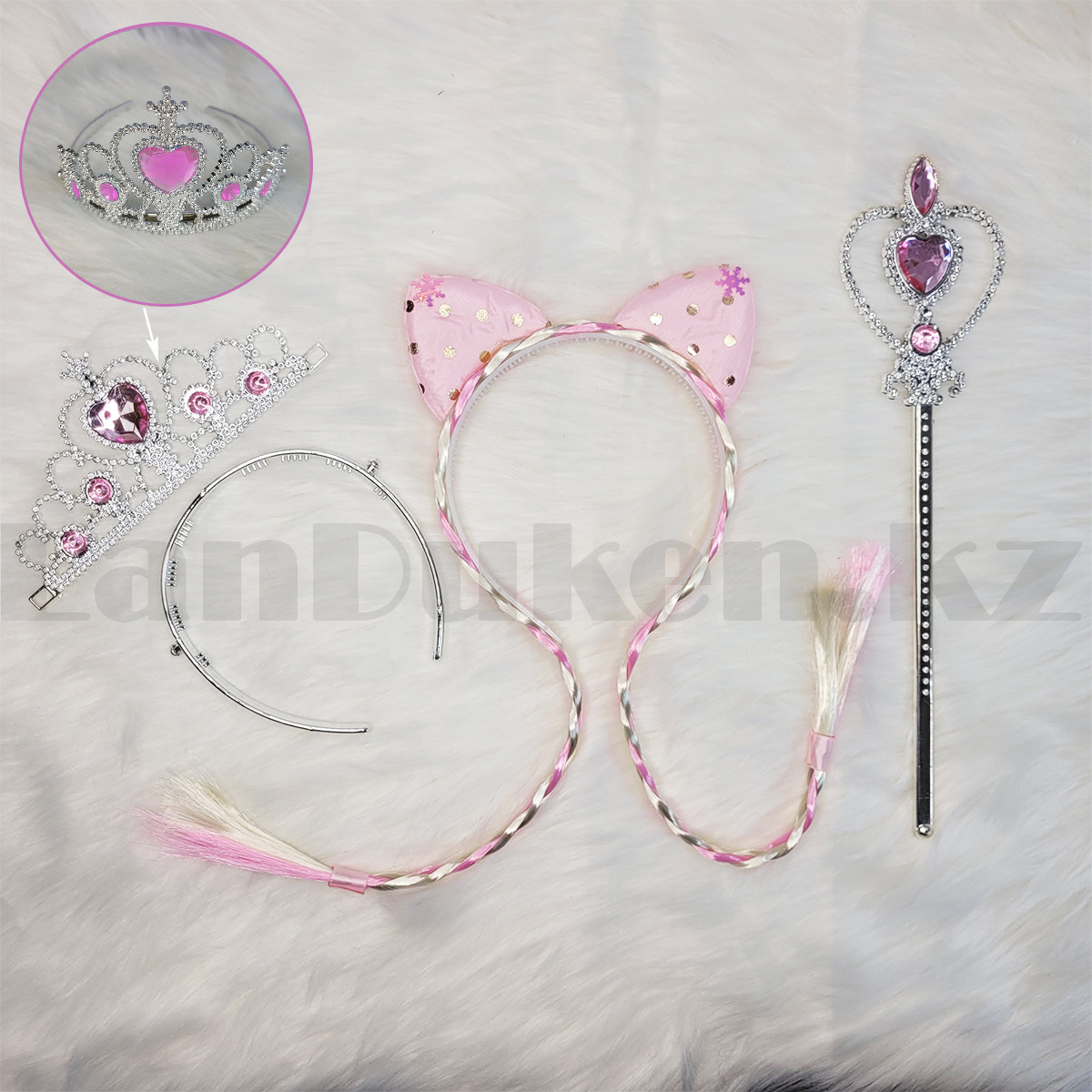 Набор принцессы с диадемой, волшебным ободком и волшебной палочкой розовый, фото 1