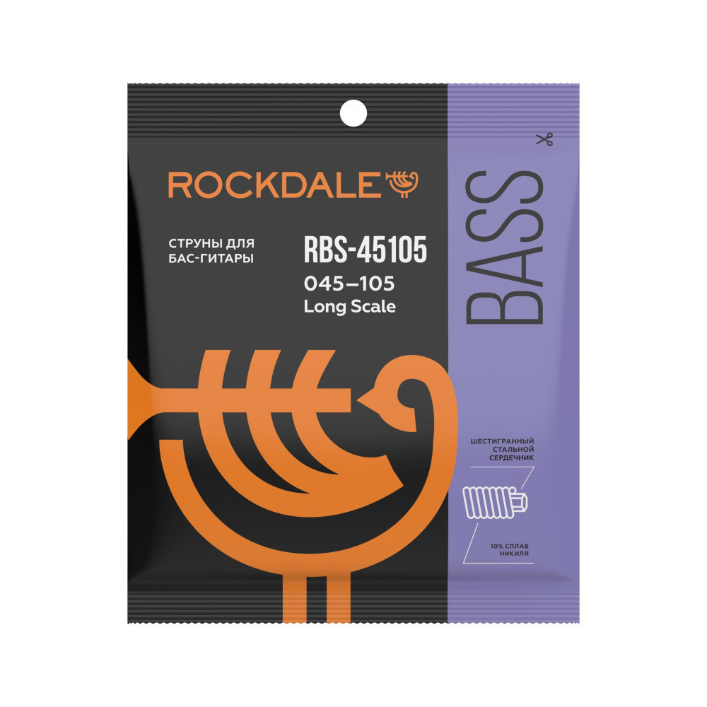 Комплект струн для бас-гитары, никелированные, 45-105, Rockdale RBS-45105