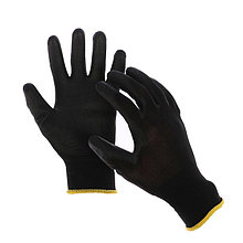 Перчатки нейлоновые, с латексной пропиткой, размер 8, чёрные