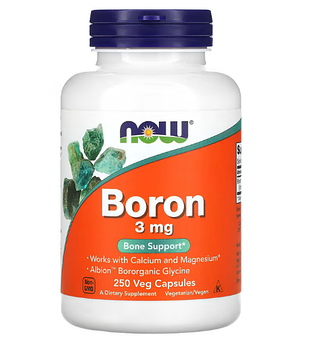 NOW Foods, бор, 3 мг, 250 растительных капсул