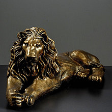 Фигура "Лев на отдыхе" левый, золото, 70х35х25см