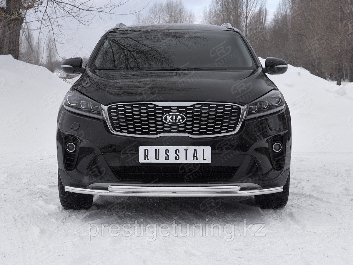 Защита переднего бампера d42 секции-d42 дуга Kia Sorento 2017-20 - фото 1 - id-p105718673