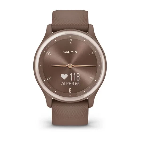 Гибридные смарт-часы VIVOMOVE SPORT Cocoa Case and Silicone Band with Peach Gold Accents - фото 2 - id-p105694169