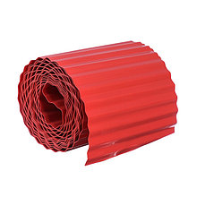 Лента бордюрная, 0.2 × 9 м, толщина 0.6 мм, пластиковая, гофра, красная