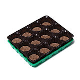 Набор для рассады: торфяная таблетка d = 4.1 см (12 шт.), кассета на 12 ячеек по 50 мл, поддон, зелёный, фото 2