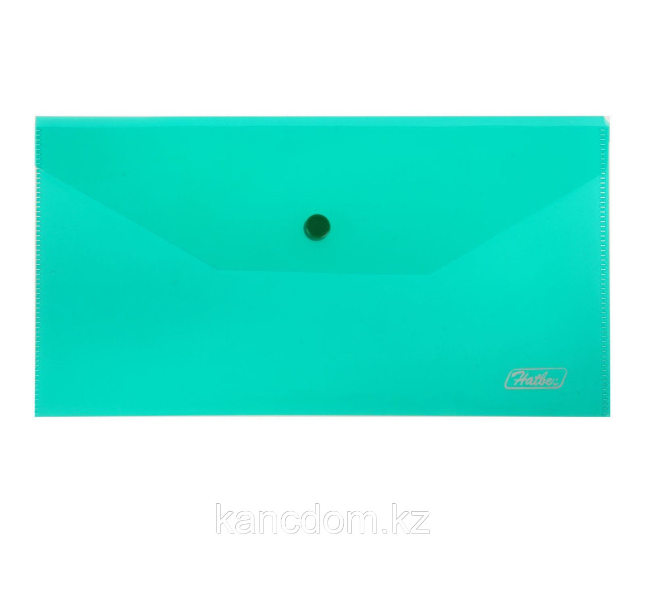 Папка конверт пластиковая на кнопке Hatber С6 224*119мм 180мкм - Зеленая