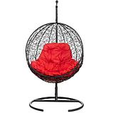 Подвесное кресло "Kokos» Black, красная подушка, стойка 195*95*75 см, фото 3