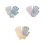 Перчатки, х/б, вязка 10 класс, 6 нитей, размер 9, с ПВХ точками, белые, фото 3
