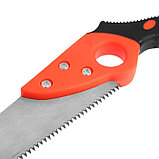 Ножовка по дереву ЛОМ, выкружная, обрезиненная рукоятка, каленый зуб, 7-8 TPI, 350 мм, фото 4