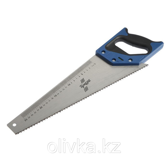 Ножовка по дереву ТУНДРА, 2К рукоятка, 2D заточка, каленый зуб, 7-8 TPI, 400 мм