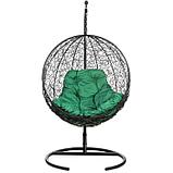 Подвесное кресло "Kokos» Black, зеленая подушка, стойка, 195*95*75 см, фото 4