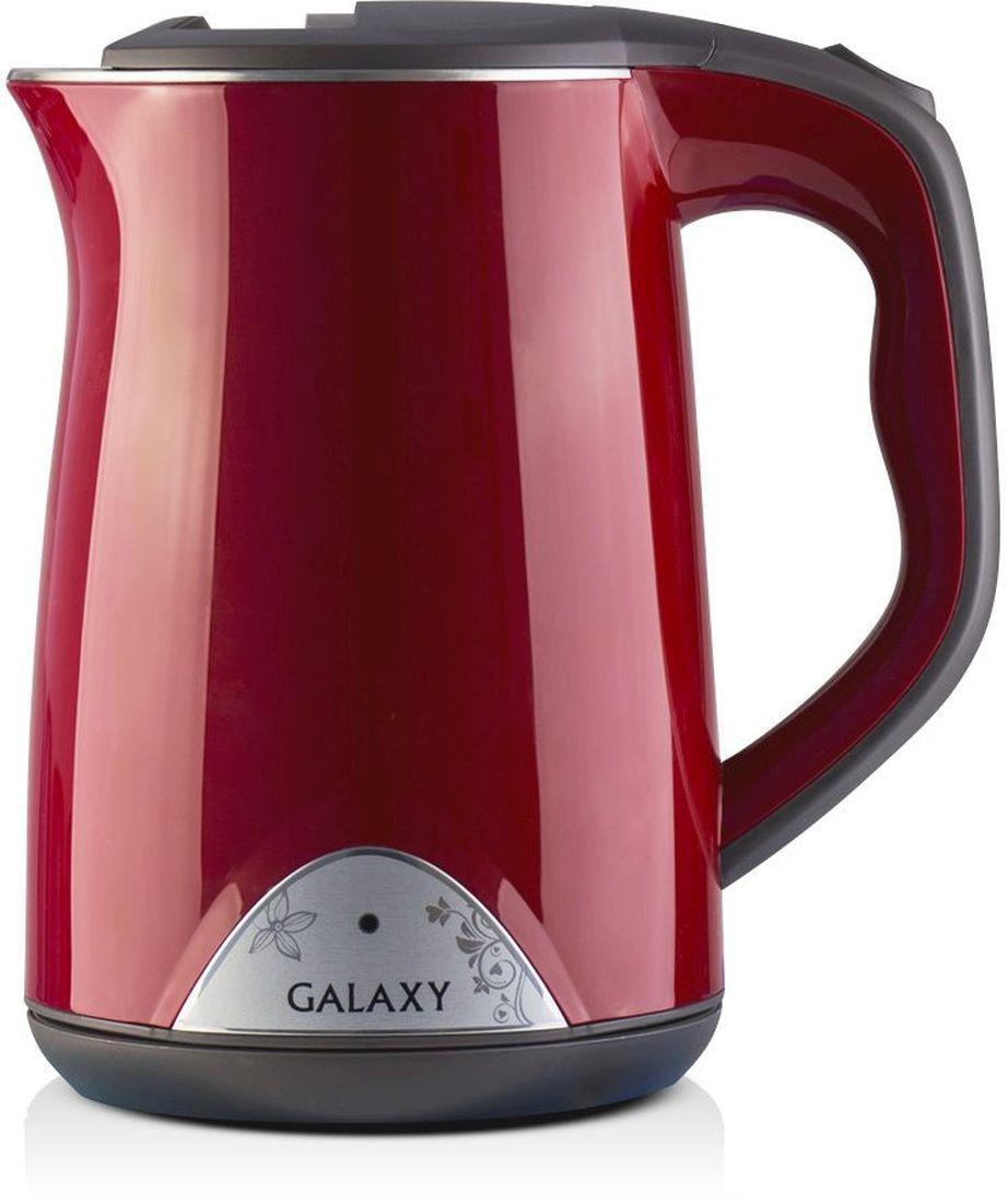 Чайник электрический Galaxy GL 0301 1.5л. 2000Вт красный/серый (корпус: нержавеющая сталь/пластик)