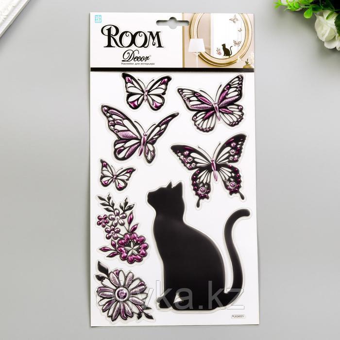3D Наклейки Room Decor "Кошечка с бабочками" 25х16 см - фото 1 - id-p105730045