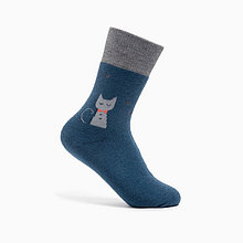 Носки женские махровые «Кошечка», цвет серый/синий, размер 23-25
