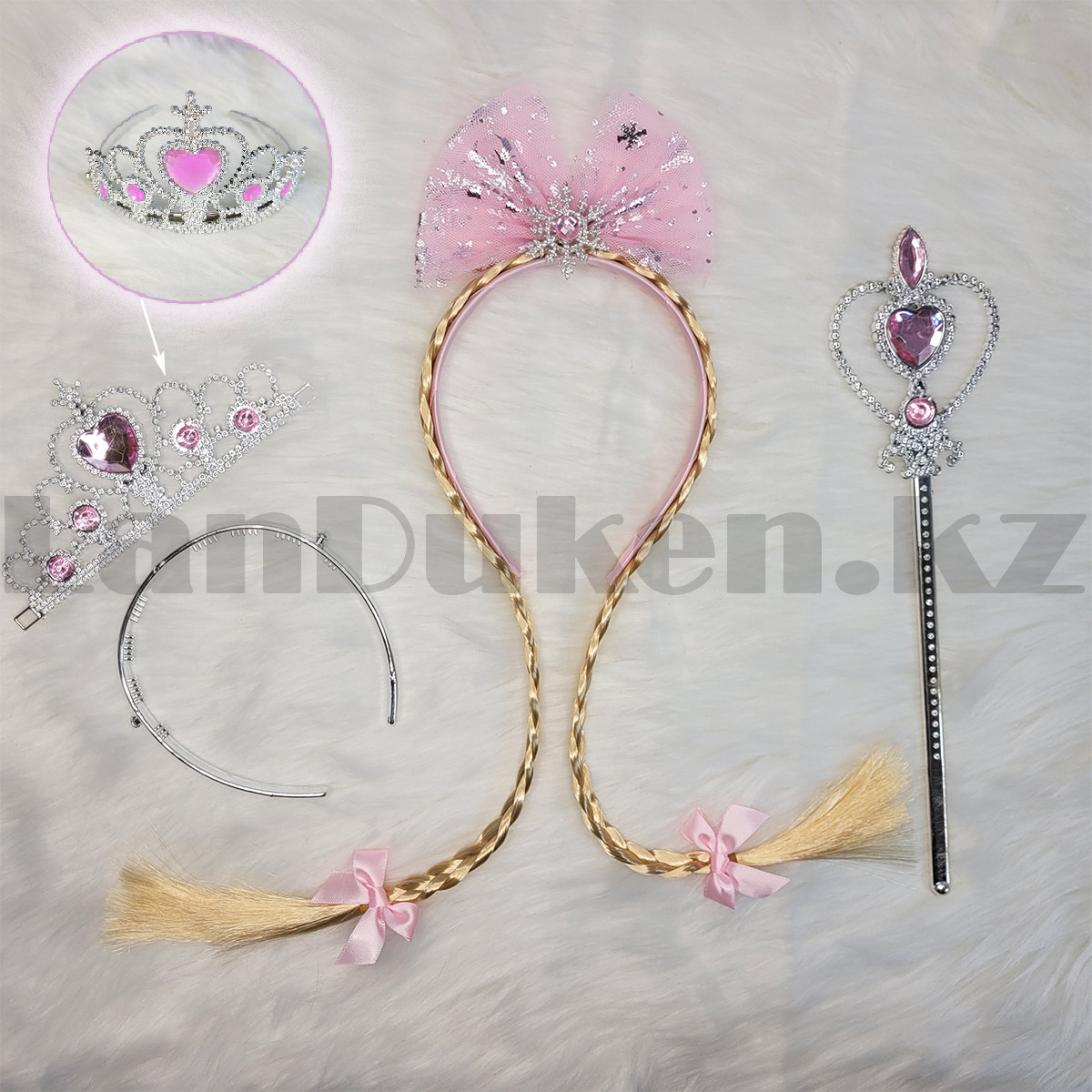Набор принцессы с диадемой, волшебным ободком и волшебной палочкой розовый