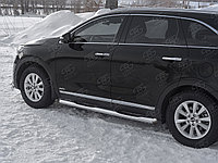 Пороги труба d76 с накладкой (вариант 3) Kia Sorento 2017-20