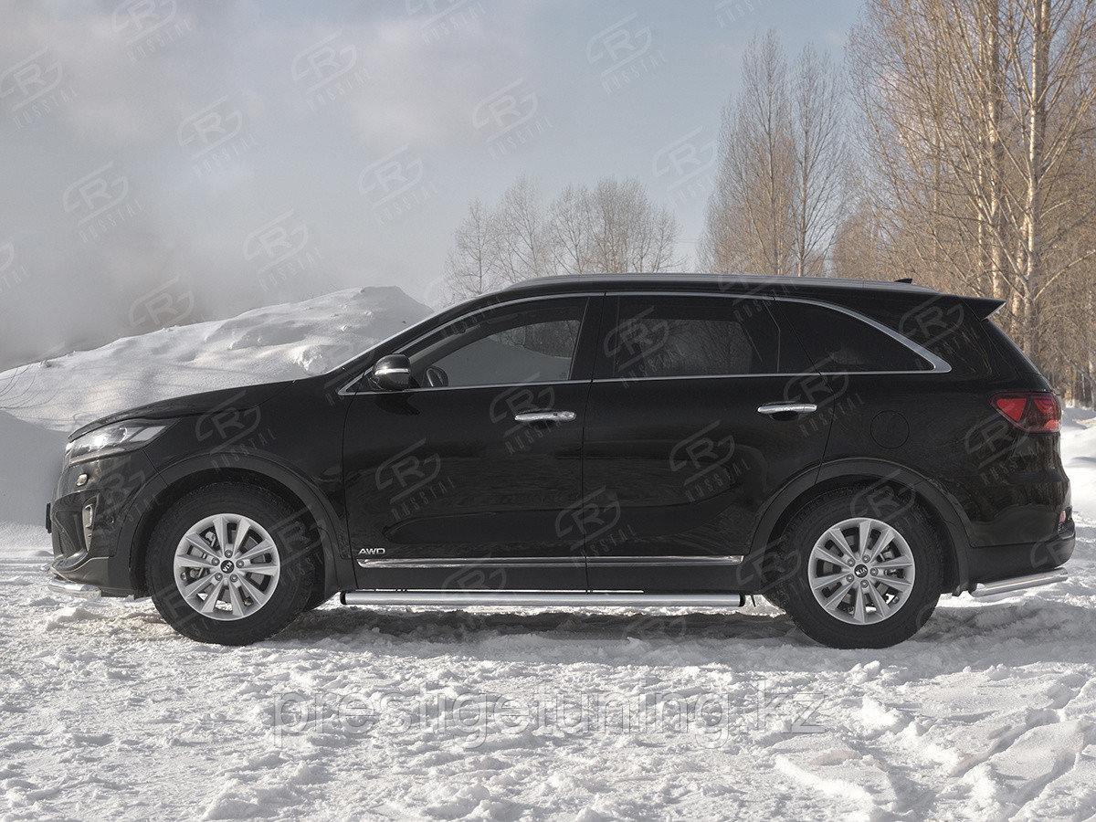 Пороги труба d63 (вариант 2) Kia Sorento 2017-20 - фото 3 - id-p105739153