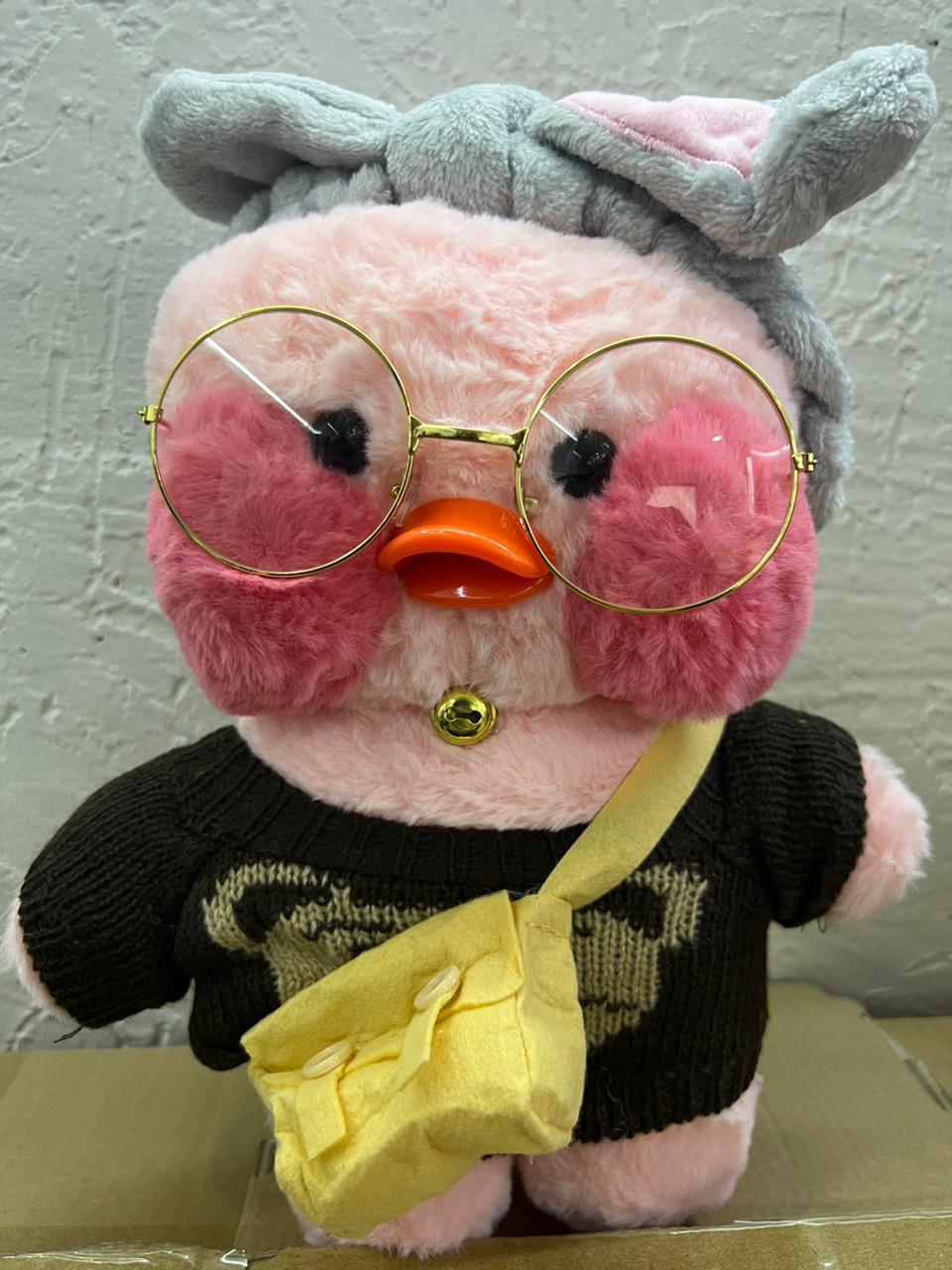 Lalafan duck/лалафанфан уточка в одежде/плюшевая уточка/кукла в очках из TikTok - фото 2 - id-p96882295