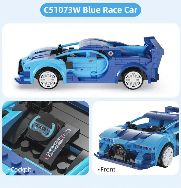 Cada C51077W Радиоуправляемый Конструктор Синий Гоночный автомобиль Ford Mustang. 325 дет. - фото 5 - id-p105628800