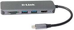 Разветвитель USB 3.0 D-Link DUB-2327 2порт. черный (DUB-2327/A1A)